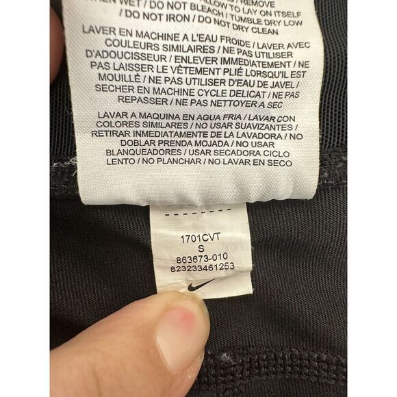 Nike Leggings Womens Small Cropped Mesh Panels Dri Fit Running Black Athletic - Picture 14 of 16